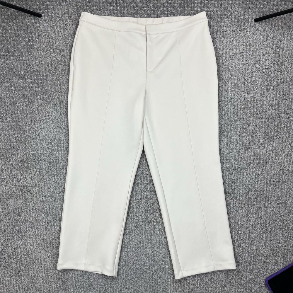 Nina Parker Pants Womens 16W Plus White Straight Stretch Pockets Office Career